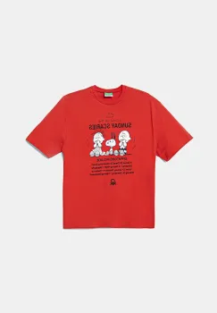 United Colors of Benetton tricou de bumbac pentru copii culoarea rosu, cu imprimeu, 3X1SC10NI imagine