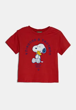 United Colors of Benetton tricou de bumbac pentru copii culoarea rosu, cu imprimeu, 3X1SG10IB imagine