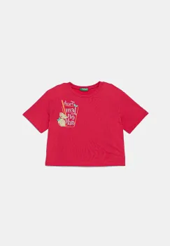 United Colors of Benetton tricou de bumbac pentru copii culoarea roz, 35RYC10OZ imagine