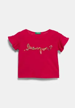 United Colors of Benetton tricou de bumbac pentru copii culoarea roz, 38V4G10JI imagine