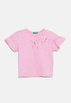 United Colors of Benetton tricou de bumbac pentru copii culoarea roz, 38V4G10JI imagine
