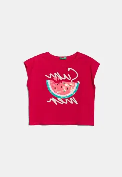 United Colors of Benetton tricou de bumbac pentru copii culoarea roz, 3I1XC10P0 imagine