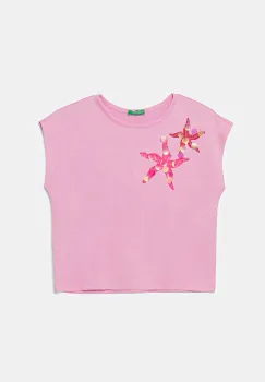 United Colors of Benetton tricou de bumbac pentru copii culoarea roz, 3I1XC10P0 imagine