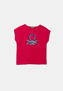 United Colors of Benetton tricou de bumbac pentru copii culoarea roz, 3I1XC10P1 imagine