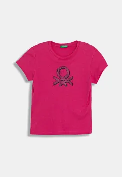 United Colors of Benetton tricou de bumbac pentru copii culoarea roz, 3I1XC10Q1 imagine