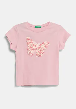 United Colors of Benetton tricou de bumbac pentru copii culoarea roz, 3I1XG10J1 imagine