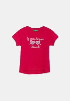 United Colors of Benetton tricou de bumbac pentru copii culoarea roz, 3I1XG10JB imagine