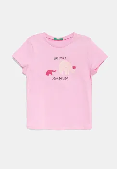 United Colors of Benetton tricou de bumbac pentru copii culoarea roz, 3I1XG10JJ imagine