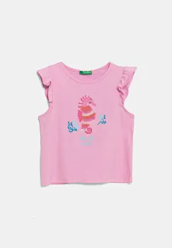 United Colors of Benetton tricou de bumbac pentru copii culoarea roz, 3I1XG10JK imagine