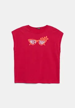United Colors of Benetton tricou de bumbac pentru copii culoarea roz, 3JERC10PB imagine