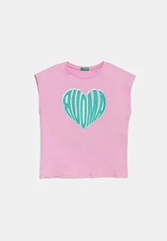 United Colors of Benetton tricou de bumbac pentru copii culoarea roz, 3JERC10PB imagine