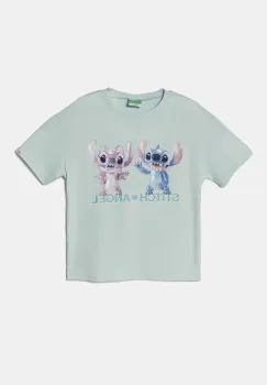 United Colors of Benetton tricou de bumbac pentru copii culoarea turcoaz, 35RYC10MV imagine