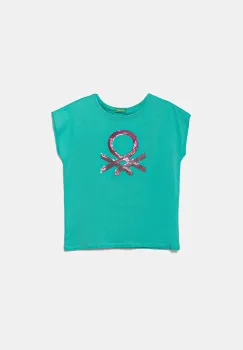 United Colors of Benetton tricou de bumbac pentru copii culoarea turcoaz, 3I1XC10P1 imagine