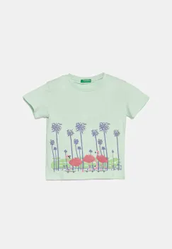 United Colors of Benetton tricou de bumbac pentru copii culoarea turcoaz, 3I1XG10I4 imagine