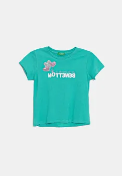 United Colors of Benetton tricou de bumbac pentru copii culoarea turcoaz, 3I1XG10JB imagine