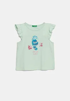 United Colors of Benetton tricou de bumbac pentru copii culoarea turcoaz, 3I1XG10JK imagine