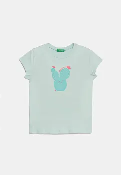 United Colors of Benetton tricou de bumbac pentru copii culoarea turcoaz, 3JERG10J3 imagine