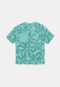 United Colors of Benetton tricou de bumbac pentru copii culoarea turcoaz, cu imprimeu, 3PDQC10PA imagine