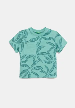 United Colors of Benetton tricou de bumbac pentru copii culoarea turcoaz, cu imprimeu, 3PDQG10JN imagine