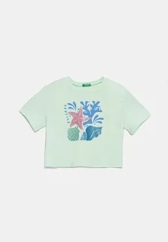 United Colors of Benetton tricou de bumbac pentru copii culoarea verde, 35RYC10OZ imagine