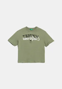 United Colors of Benetton tricou de bumbac pentru copii culoarea verde, cu imprimeu, 3I1XC10O4 imagine