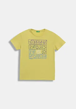 United Colors of Benetton tricou de bumbac pentru copii culoarea verde, cu imprimeu, 3I1XC10Q4 imagine