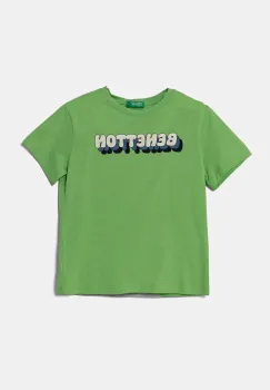 United Colors of Benetton tricou de bumbac pentru copii culoarea verde, cu imprimeu, 3I1XG10HT imagine