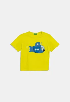 United Colors of Benetton tricou de bumbac pentru copii culoarea verde, cu imprimeu, 3I1XG10JL imagine