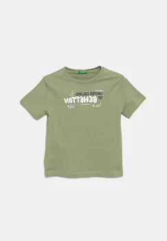 United Colors of Benetton tricou de bumbac pentru copii culoarea verde, cu imprimeu, 3I1XG10JO imagine