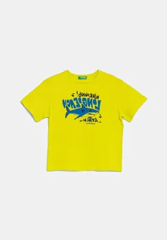 United Colors of Benetton tricou de bumbac pentru copii culoarea verde, cu imprimeu, 3JERG10JQ imagine