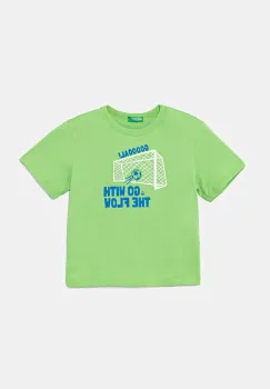 United Colors of Benetton tricou de bumbac pentru copii culoarea verde, cu imprimeu, 3JERG10JQ imagine