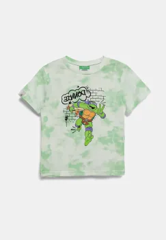 United Colors of Benetton tricou de bumbac pentru copii culoarea verde, cu imprimeu, 3ORKG10JD imagine