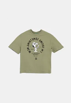 United Colors of Benetton tricou de bumbac pentru copii culoarea verde, cu imprimeu, 3X1SC10NI imagine