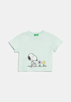 United Colors of Benetton tricou de bumbac pentru copii culoarea verde, cu imprimeu, 3X1SG10I9 imagine