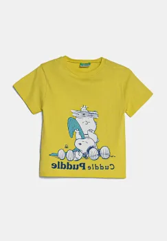 United Colors of Benetton tricou de bumbac pentru copii culoarea verde, cu imprimeu, 3X1SG10IB imagine
