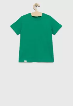 United Colors of Benetton tricou de bumbac pentru copii culoarea verde, neted imagine