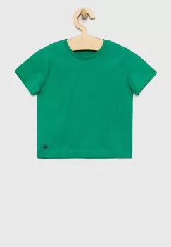 United Colors of Benetton tricou de bumbac pentru copii culoarea verde, neted imagine