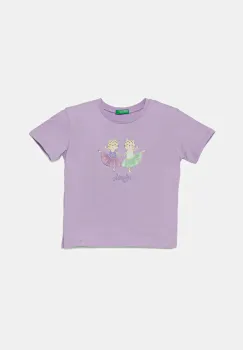 United Colors of Benetton tricou de bumbac pentru copii culoarea violet, 3I1XG10I4 imagine