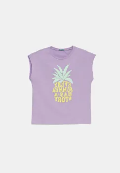United Colors of Benetton tricou de bumbac pentru copii culoarea violet, 3JERC10PB imagine