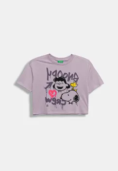 United Colors of Benetton tricou de bumbac pentru copii culoarea violet, 3X1SC10PT imagine