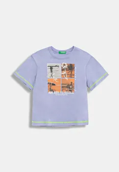 United Colors of Benetton tricou de bumbac pentru copii culoarea violet, cu imprimeu, 3I1XG10JG imagine
