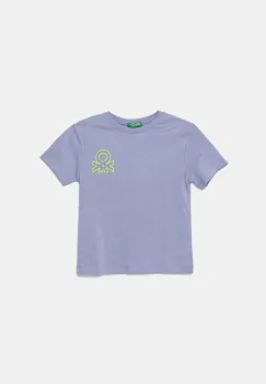 United Colors of Benetton tricou de bumbac pentru copii culoarea violet, cu imprimeu, 3I1XG10JO imagine
