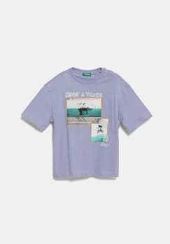 United Colors of Benetton tricou de bumbac pentru copii culoarea violet, cu imprimeu, 3SLUC10P8 imagine