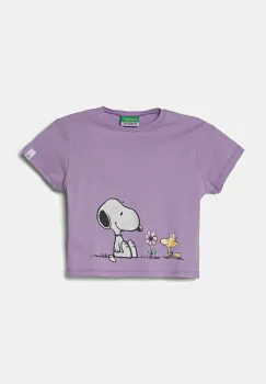 United Colors of Benetton tricou de bumbac pentru copii culoarea violet, cu imprimeu, 3X1SG10I9 imagine