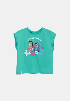 United Colors of Benetton tricou de bumbac pentru copii x Disney culoarea turcoaz, 3JERC10P2 imagine
