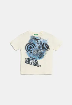 United Colors of Benetton tricou de bumbac pentru copii x Marvel culoarea bej, cu imprimeu, 35RYC10N9 imagine