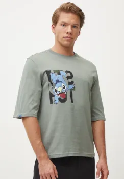United Colors of Benetton tricou de pijama din bumbac LILO&STITCH culoarea verde, cu imprimeu, 30964M01Y imagine