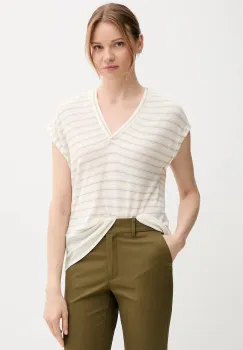United Colors of Benetton tricou din amestec de in culoarea bej, 38O0D10A8 imagine