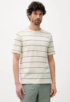 United Colors of Benetton tricou din amestec de in culoarea bej, cu imprimeu, 32UZU10A7 imagine