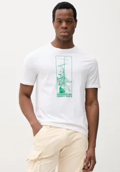 United Colors of Benetton tricou din bumbac barbati, culoarea alb, cu imprimeu, 3I1XU10A4 imagine